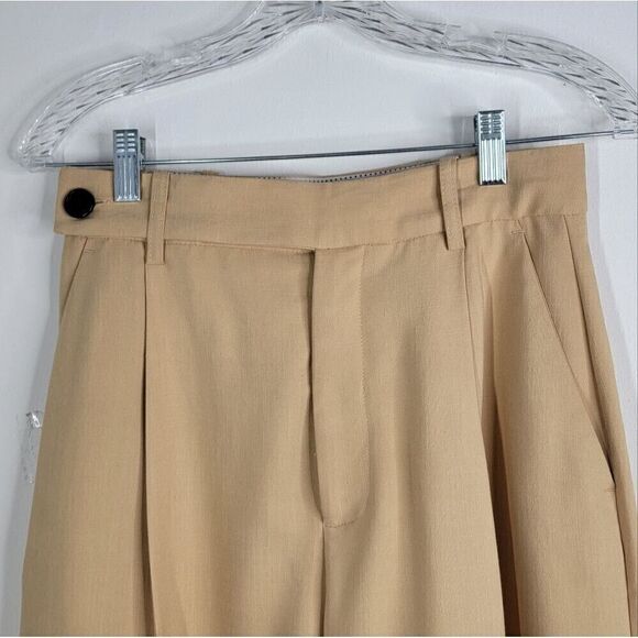 ZARA Masculine Wid Leg Trousers Slacks Sand Tan Size Small - Picture 5 of 13